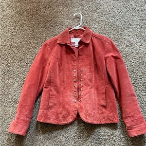 Christopher & Banks Vintage Coral/ Rust Pig Suede Jacket - S